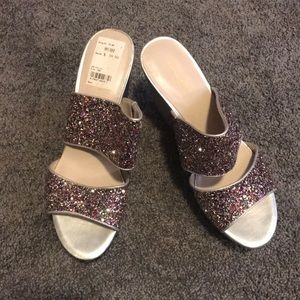New in box Nine West glitter wedges